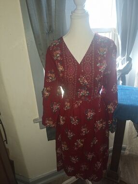 NWT APRIL CORNELL SHORT SCARLET DRESS XLG